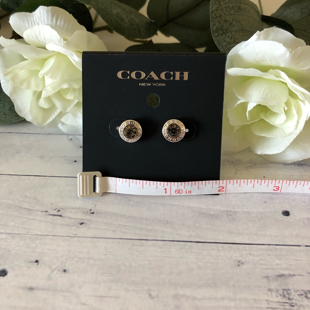 Coach Open Circle Stone Strand Earrings Silver - Picture 2 of 4